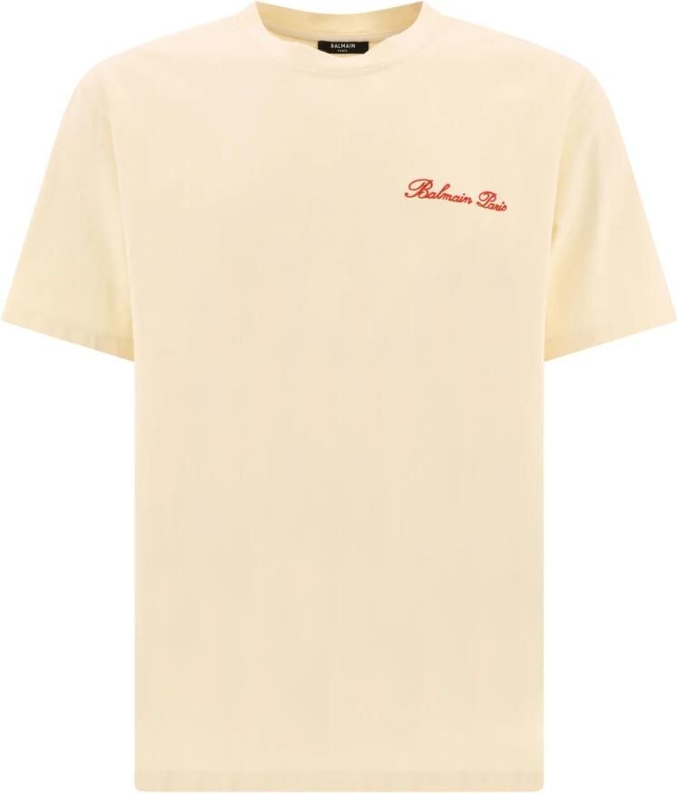 Balmain Wijdvallend Beige T-shirt met Western Print Beige Heren