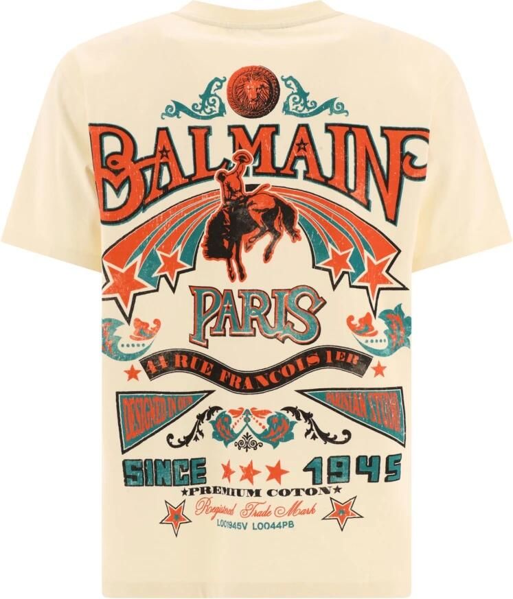Balmain Wijdvallend Beige T-shirt met Western Print Beige Heren - Foto 2