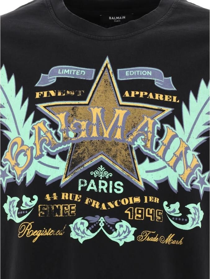 Balmain Vintage Zwart Western Print T-Shirt Black Heren - Foto 2