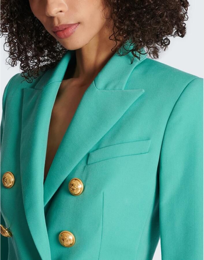 Balmain Blauwe Wollen Jas met Gestructureerde Schouders Blauw Dames - Foto 2
