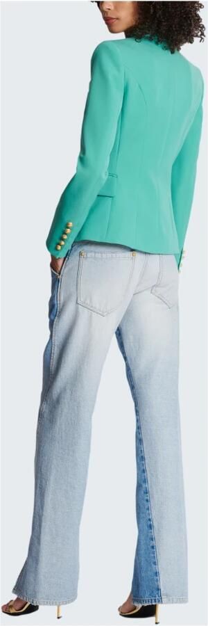 Balmain Blauwe Wollen Jas met Gestructureerde Schouders Blauw Dames - Foto 6