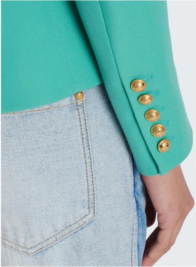 Balmain Blauwe Wollen Jas met Gestructureerde Schouders Blauw Dames - Foto 3