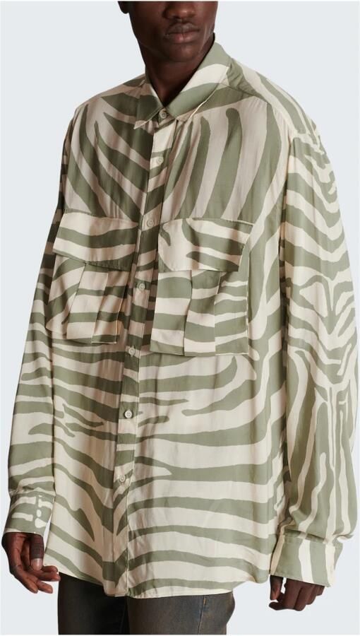 Balmain Chemise à imprimé zèbre Beige Heren - Foto 3