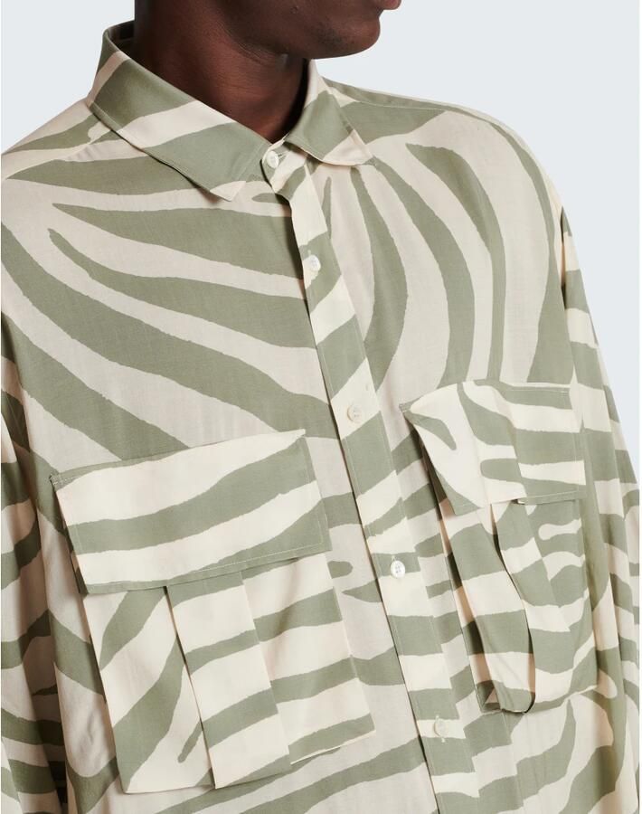 Balmain Chemise à imprimé zèbre Beige Heren