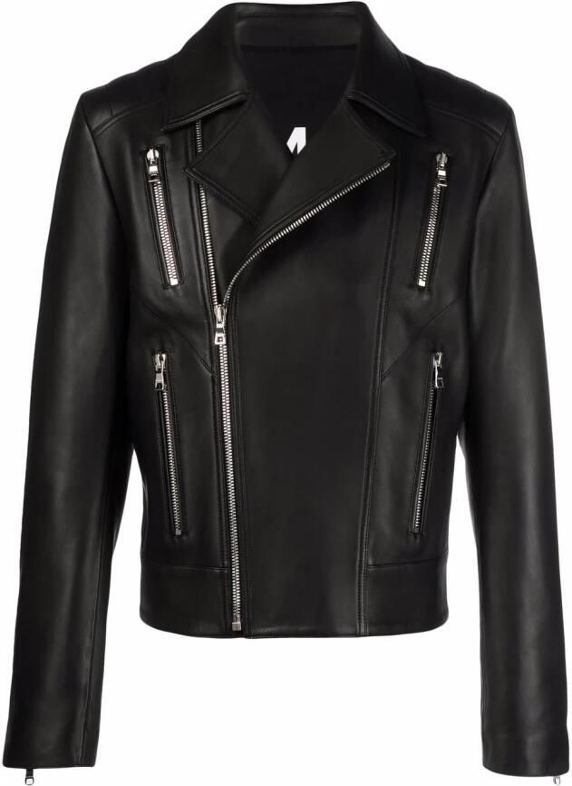 Balmain Zwarte Leren Bikerjas Black Heren