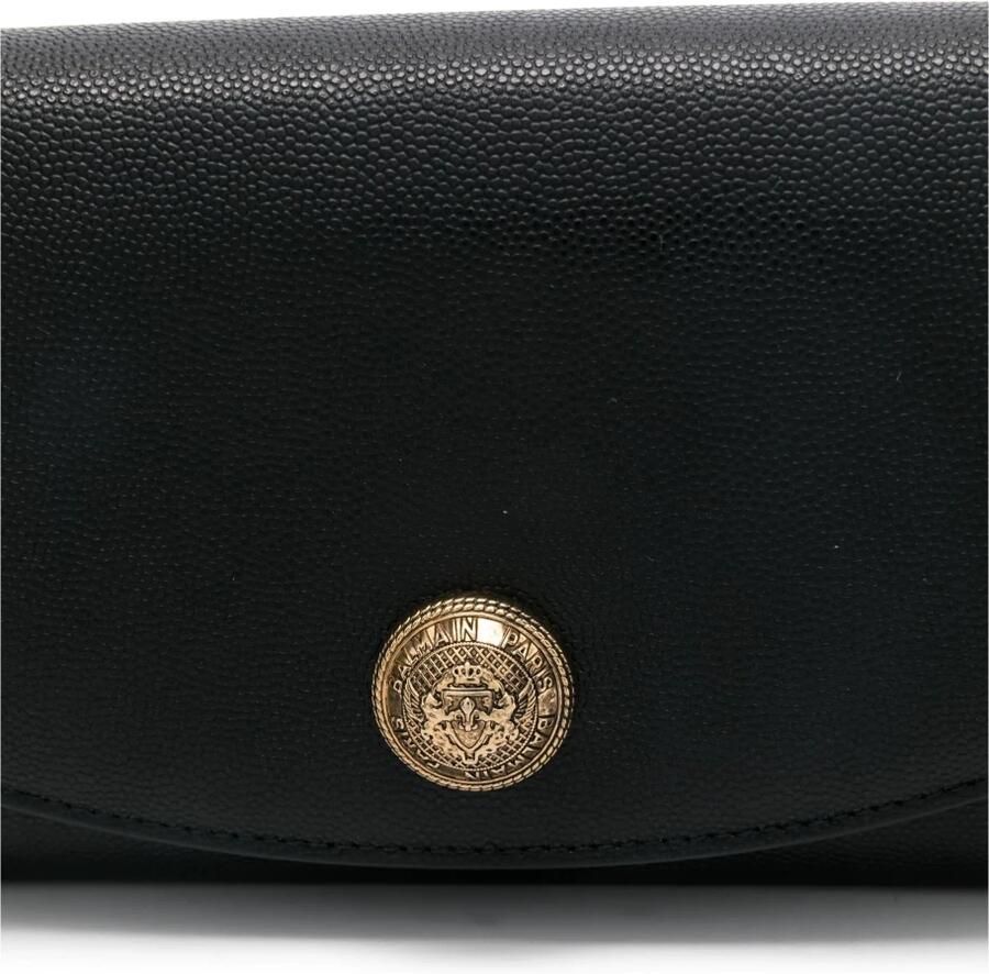 Balmain Shoppers Embleme Wallet On Chain-Grained Calfskin in zwart - Foto 2