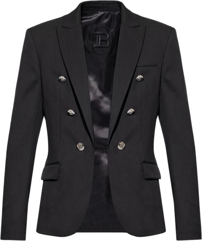 Balmain Zwarte Wollen Blazer met MaxiHeren Revers Black Heren