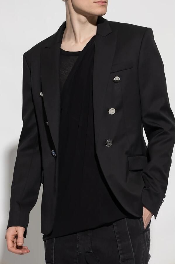 Balmain Zwarte Wollen Blazer met MaxiHeren Revers Black Heren - Foto 4