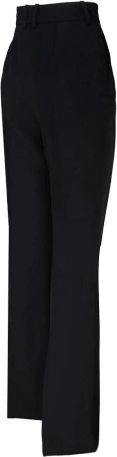 Balmain Zwarte Wijde Pijp Broek van Wol Zwart Dames