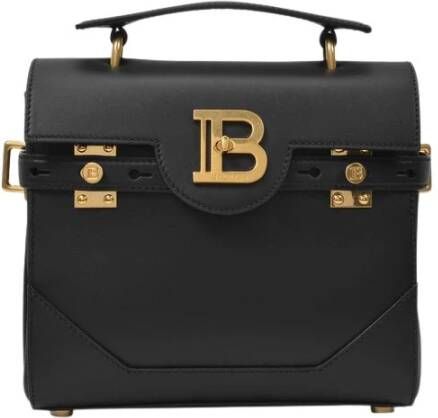 Balmain Zwarte leren tas met minimalistisch design en goudkleurige hardware Zwart Dames