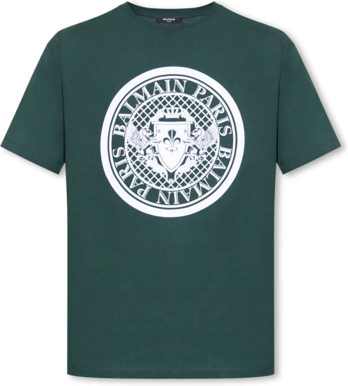 Balmain Groene Heren T-shirt Green Heren