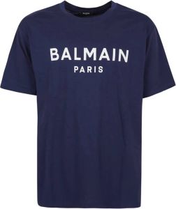 Balmain Bedrukt T-shirt Rechte pasvorm Halve mouw Blauw Heren