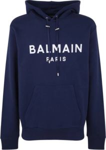 Balmain Bedrukte hoodie SJW Marine Blanc Blauw Heren