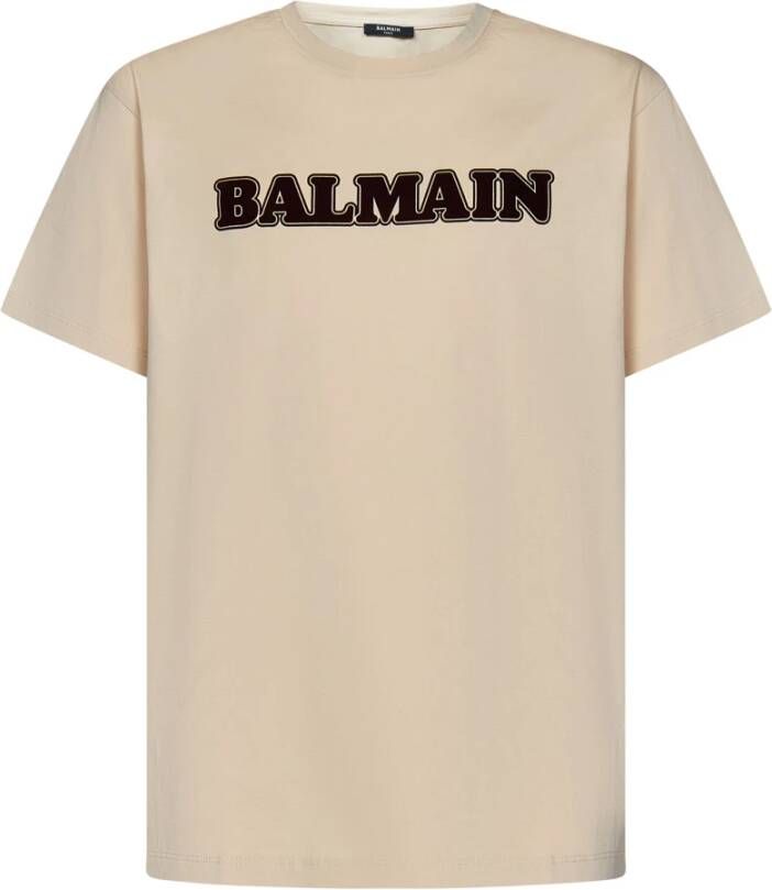 Balmain Beige T-shirts & Polos voor heren Zandkleurig Katoenen T-Shirt voor Moderne Mannen Beige Heren