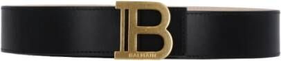 Balmain Zwarte B-Belt van glad kalfsleer met gouden monogramgesp Zwart Dames