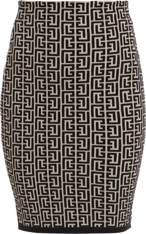 Balmain bicolor jacquard gebreide rok Multicolor Dames