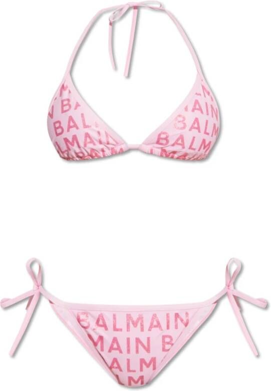 Balmain Bikini met logo-opdruk Roze Dames
