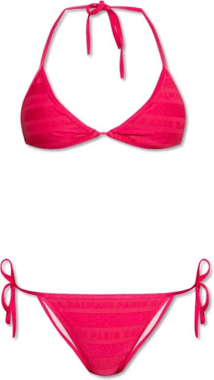 Balmain Bikini met logo-print Roze Dames