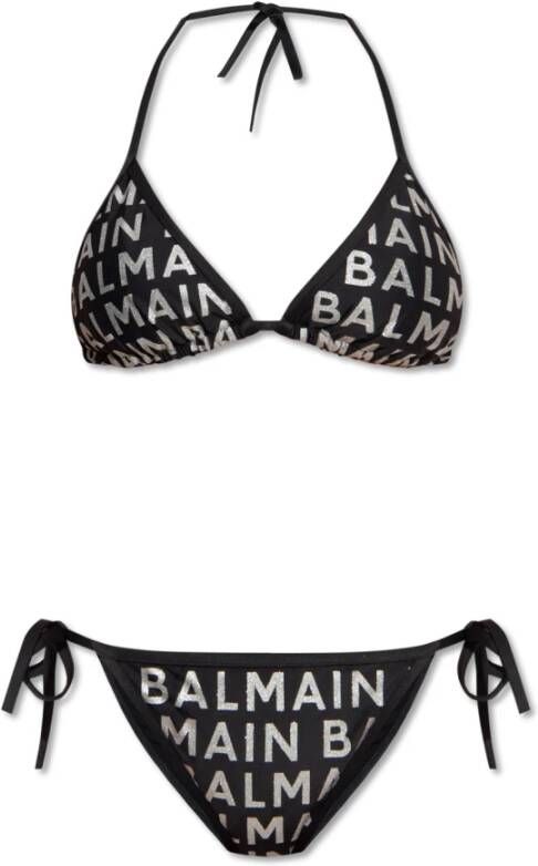 Balmain Bikini met logo-print Zwart Dames