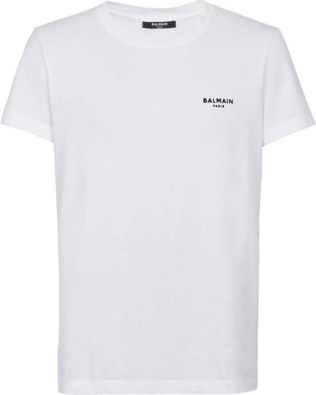 Balmain Biologisch Katoenen Paris Logo T-Shirt Wit Heren