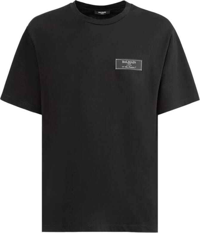 Balmain Biologisch Katoenen T-Shirt met Logo Zwart Heren