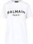 Balmain Witte T-shirt met Gouden Knopen Geëmbosseerde Crew Neck T-shirts en Polos White Dames - Thumbnail 3