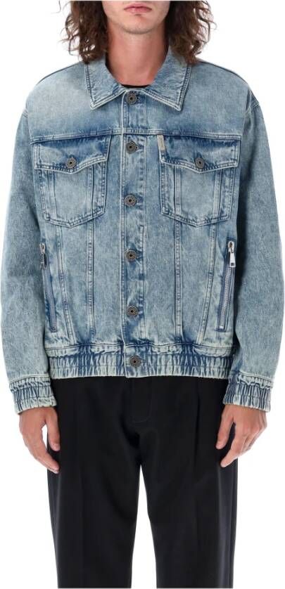 Balmain Blauwe Denim Jas voor Heren Blue Heren