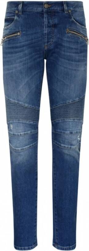 Balmain Luxe Blauwe Slim-Fit Jeans voor Heren Blauw Heren