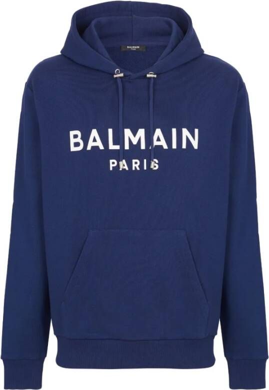 Balmain Blauwe hoodie met logo Blauw Heren