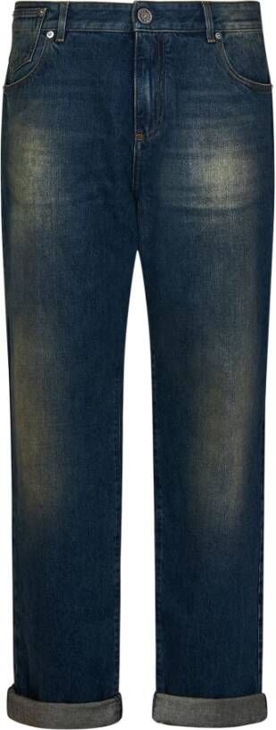 Balmain Rechte Jeans in Blauwe Denim met Medium Hoge Taille Blauw Heren