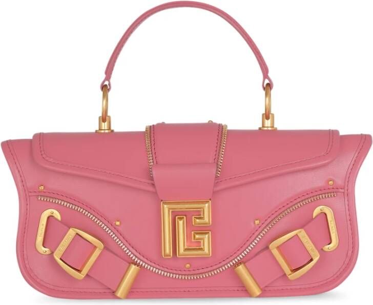 Balmain Blaze clutch bag in smooth leather Pink Dames