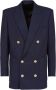 Balmain Navy Blue Double-Breasted Blazer Blue Heren - Thumbnail 1