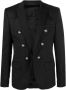 Balmain Wool blazer with double-breasted silver-tone buttoned fastening Zwart Heren - Thumbnail 1