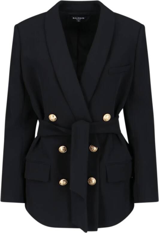 Balmain Zwarte Single-Breasted Blazer Black Dames