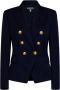 Balmain Blauwe Dubbelrij Uitlopende Jas van Wol met Gouden Leeuwenkop Knopen Blauw Dames - Thumbnail 1