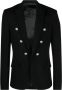 Balmain Zwarte Flanellen Jas met Ingedrukte Logoknopen Black Heren - Thumbnail 1
