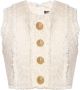 Balmain Top court en tweed à boutons White Dames - Thumbnail 1
