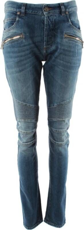 Balmain Luxe Blauwe Slim-Fit Jeans voor Heren Blauw Heren