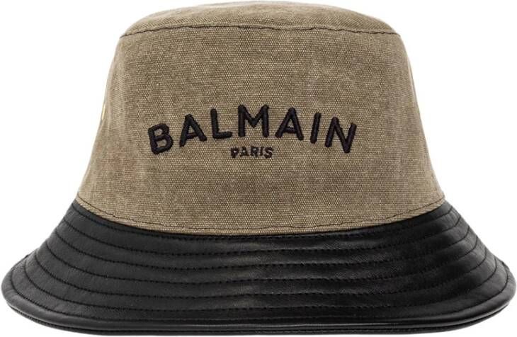 Balmain Bucket Hat met Logo Groen Heren