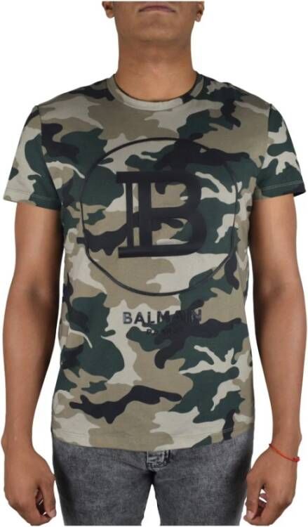 Balmain Camouflage Katoenen T-Shirt voor Heren Meerkleurig Heren