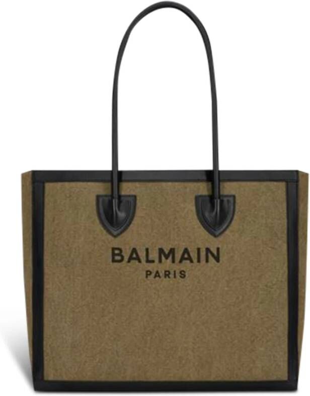 Balmain Canvas B-Army 42 tote with leather panels Beige Dames