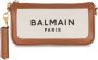 Balmain Canvas B-Army clutch bag with leather panels Beige Dames - Thumbnail 1