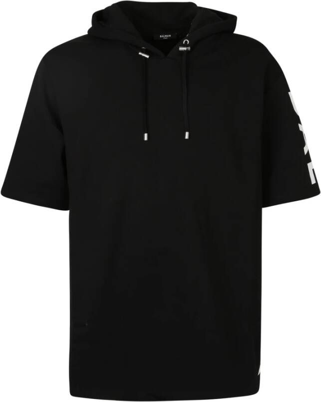 Balmain Stijlvolle Katoenen Hoodie Zwart Heren