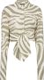 Balmain Zebra Print Mao Kraag Shirt Beige Dames - Thumbnail 1