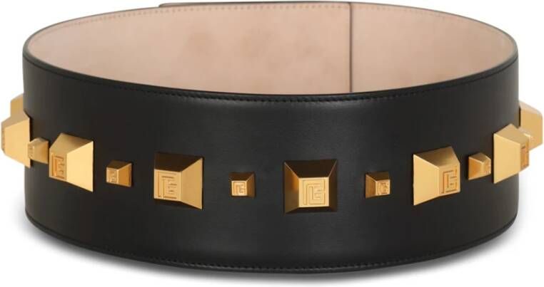 Balmain Coin Belt in leather Zwart Dames