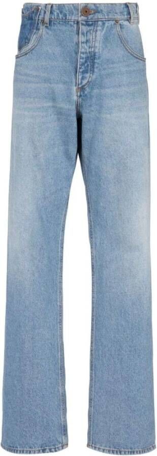 Balmain contrast-pocket wide-leg jeans Blauw Heren