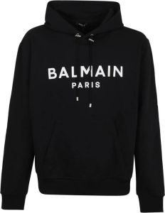 Balmain Contrasterende bedrukte hoodie Zwart Heren