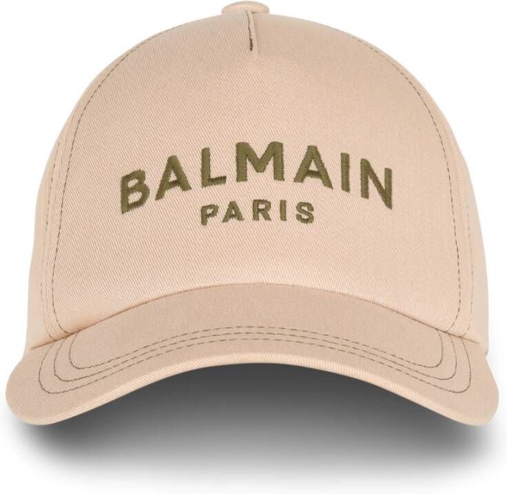 Balmain Cotton cap with logo Beige Heren