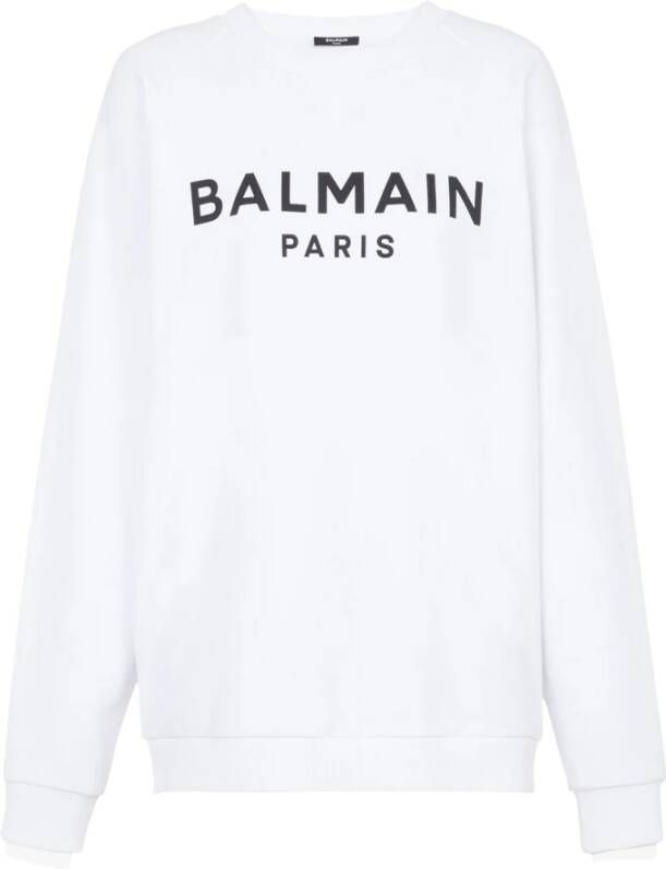 Balmain Cotton printed logo sweatshirt Wit Heren