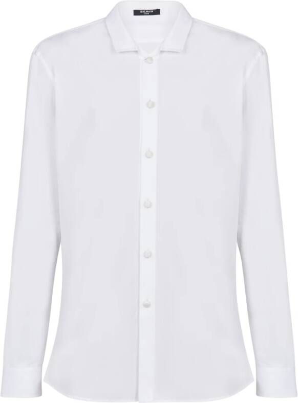 Balmain Cotton shirt with satin-covered buttons Wit Heren